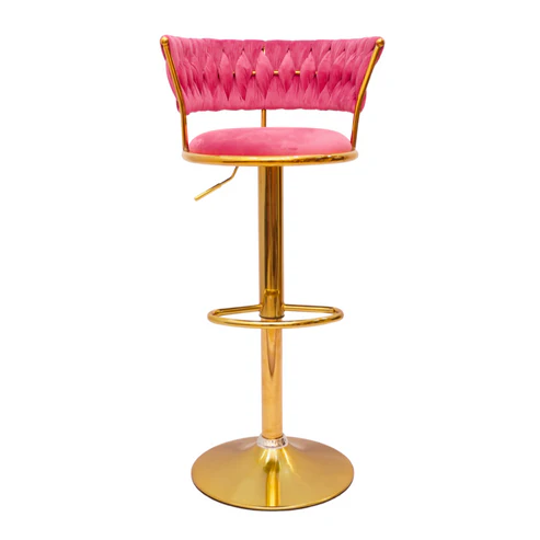 Gold Premium Velvet Bar stool (Bubblegum pink)