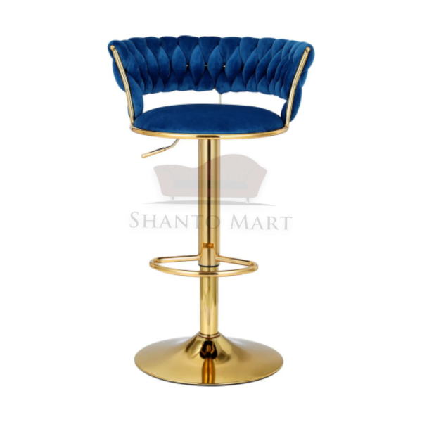 Gold Premium Velvet Bar stool (Blue)