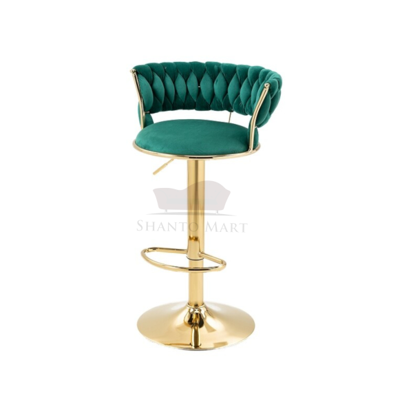 Gold Premium Velvet Bar stool (Green)