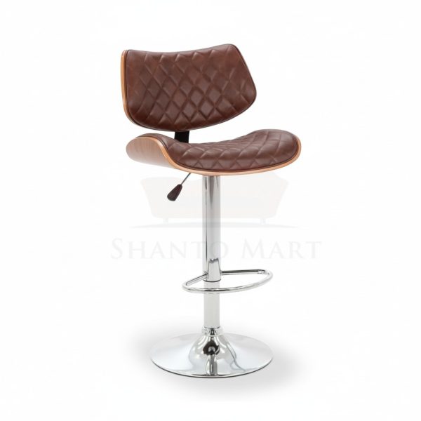 Armen Living Leland Adjustable Black Faux Leather and Chrome Finish Bar Stool