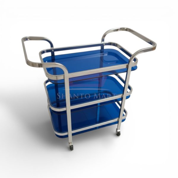 Imperial 3-Tier Crystal-Chrome Service Trolley