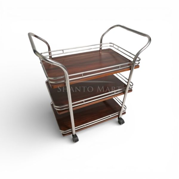 Melamine Board Square 3-Layer Service Trolley